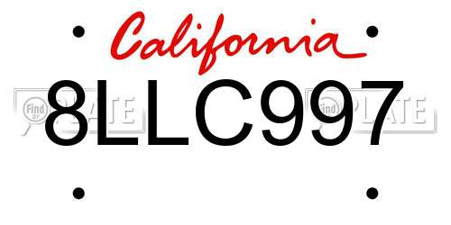 8LLC997 California License Plate