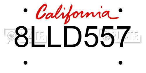8LLD557 California License Plate