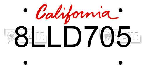 8LLD705 California License Plate
