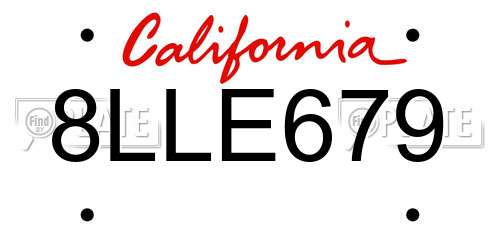 8LLE679 California License Plate