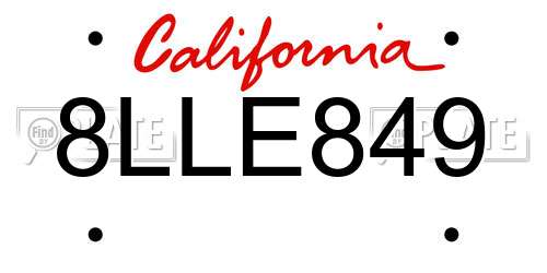 8LLE849 California License Plate