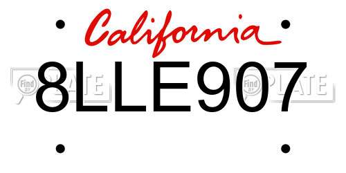 8LLE907 California License Plate