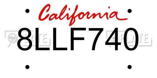 8LLF740 California License Plate