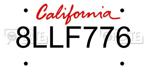 8LLF776 California License Plate