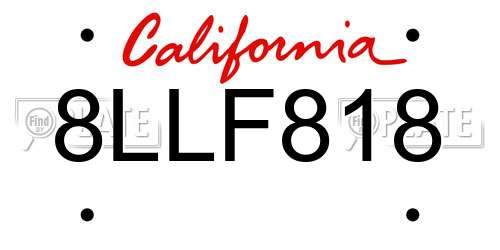8LLF818 California License Plate