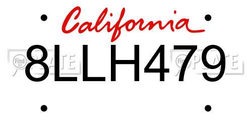 8LLH479 California License Plate