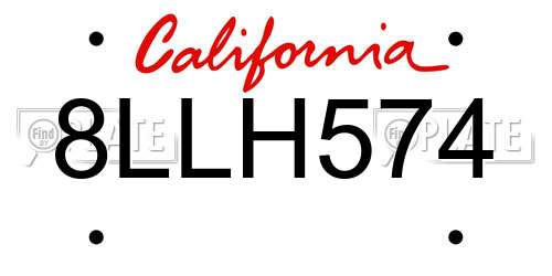 8LLH574 California License Plate