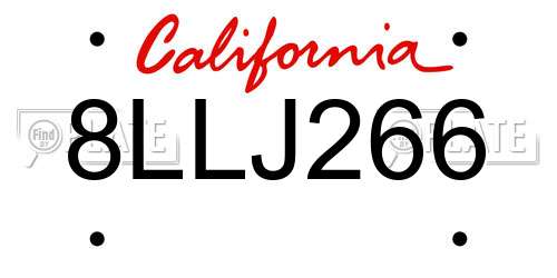 8LLJ266 California License Plate
