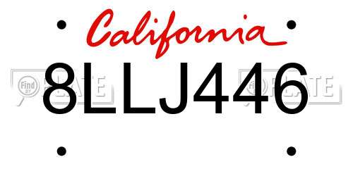 8LLJ446 California License Plate
