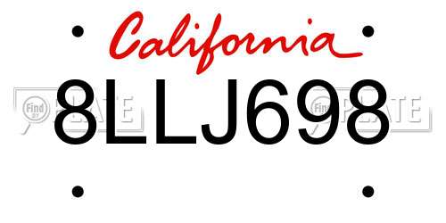 8LLJ698 California License Plate