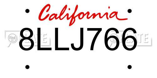 8LLJ766 California License Plate