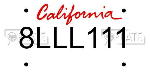8LLL111 California License Plate
