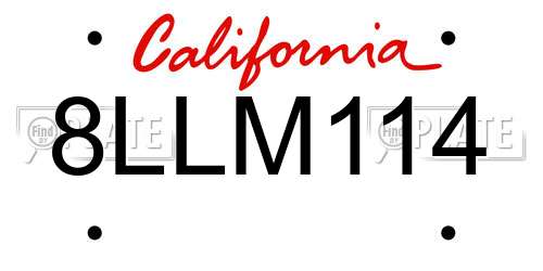 8LLM114 California License Plate