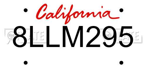 8LLM295 California License Plate