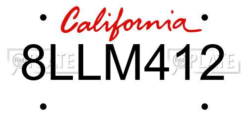 8LLM412 California License Plate