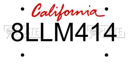 8LLM414 California License Plate