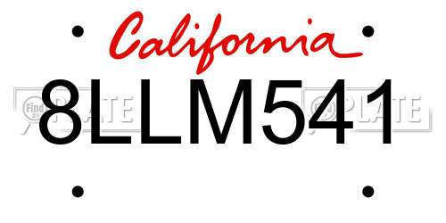 8LLM541 California License Plate