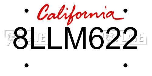 8LLM622 California License Plate