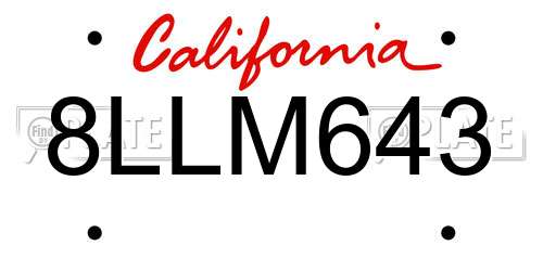 8LLM643 California License Plate