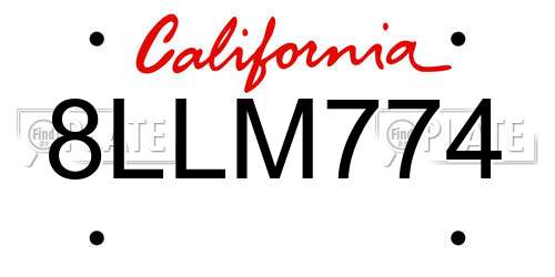 8LLM774 California License Plate