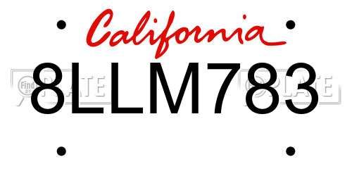 8LLM783 California License Plate