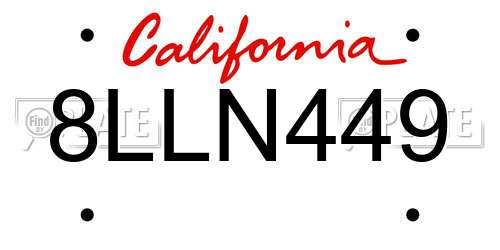 8LLN449 California License Plate