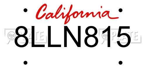 8LLN815 California License Plate