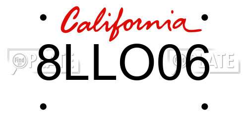 8LLO06 California License Plate