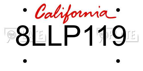 8LLP119 California License Plate