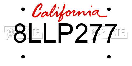 8LLP277 California License Plate