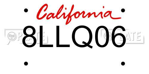 8LLQ06 California License Plate