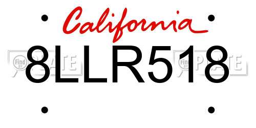 8LLR518 California License Plate