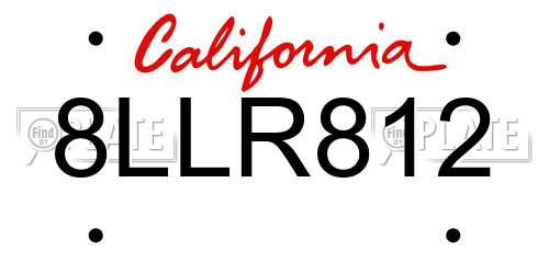 8LLR812 California License Plate