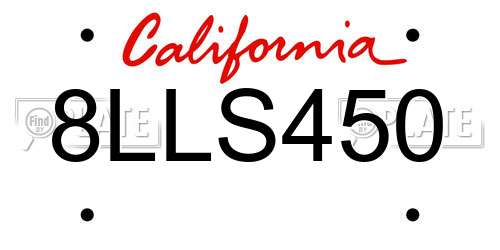 8LLS450 California License Plate