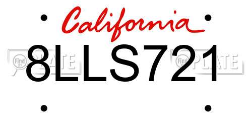 8LLS721 California License Plate