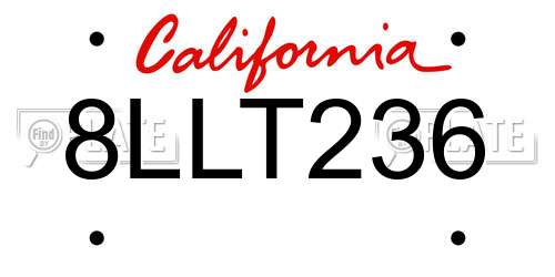 8LLT236 California License Plate