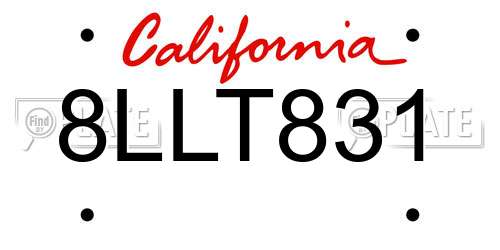 8LLT831 California License Plate