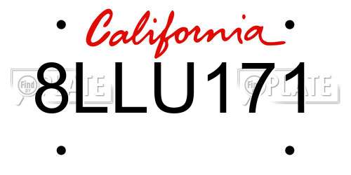 8LLU171 California License Plate