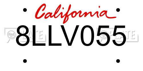 8LLV055 California License Plate
