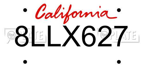 8LLX627 California License Plate