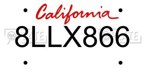 8LLX866 California License Plate