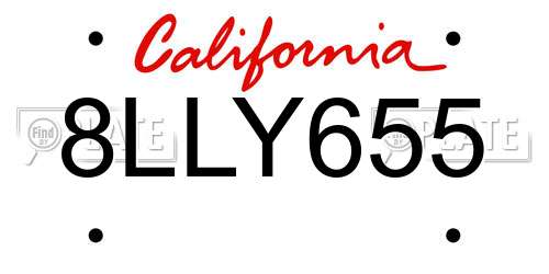 8LLY655 California License Plate