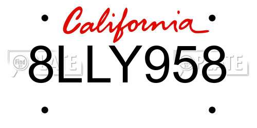8LLY958 California License Plate
