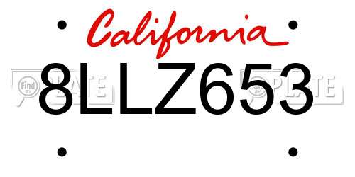 8LLZ653 California License Plate