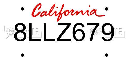 8LLZ679 California License Plate