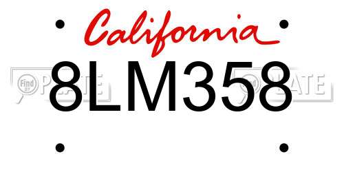 8LM358 California License Plate