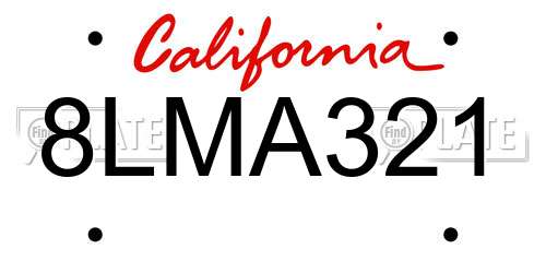 8LMA321 California License Plate