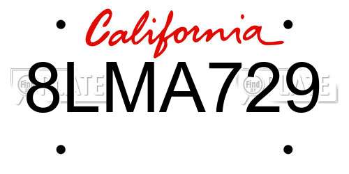 8LMA729 California License Plate