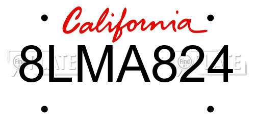 8LMA824 California License Plate