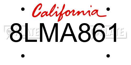 8LMA861 California License Plate